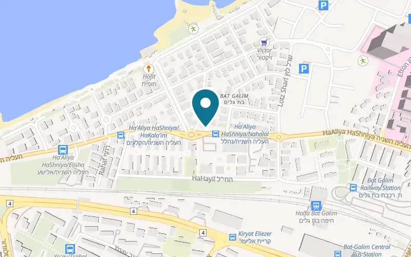 Map showing Abu Zeid at 52 HaAliya HaShniya Street, Bat Galim, Haifa