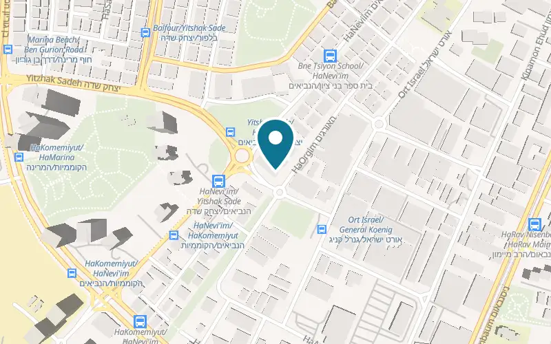 Map showing Amos HaBaguette HaLohet at 12 HaOrgim Street, Bat Yam