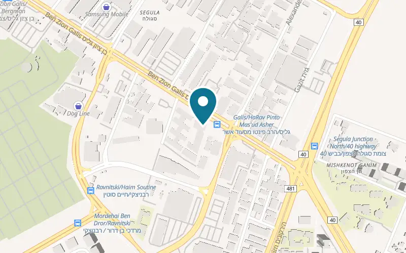 Map showing Asada Angus Butchers at 15 Ben Zion Galis Street, Petah Tikva