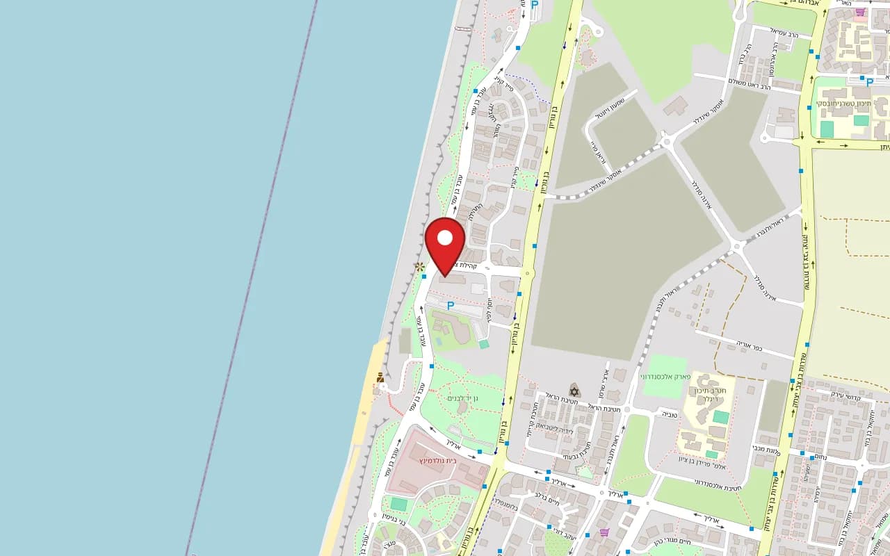 Map showing Bar Italia at 113 Oved Ben Ami Boulevard, West Lagoon Hotel, Netanya