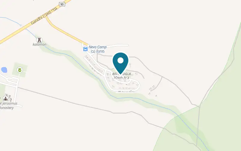 Map showing Beit Hogla Farm at Beit Hogla, Route 90, 3 km north of the old Beit HaArava junction, Beit Hogla