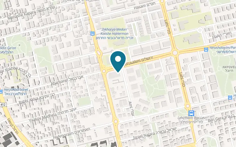 Map showing Bis Burger at 2 Derech Yerushalayim, Sharona commercial centre, Rehovot