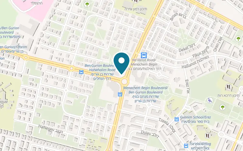 Map showing Bleecker Bakery Gedera at 105 Ben Gurion Boulevard, Gedera