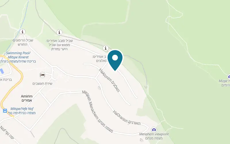 Map showing The Blue House in the Woods at 182 HaAlonim Street, Amirim