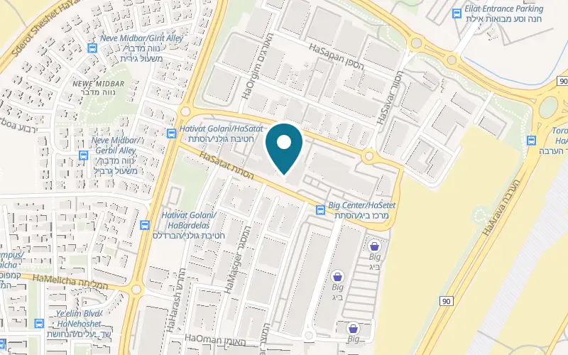 Map showing Body & Soul at 11 HaSatat Street, the BIG strip, Eilat