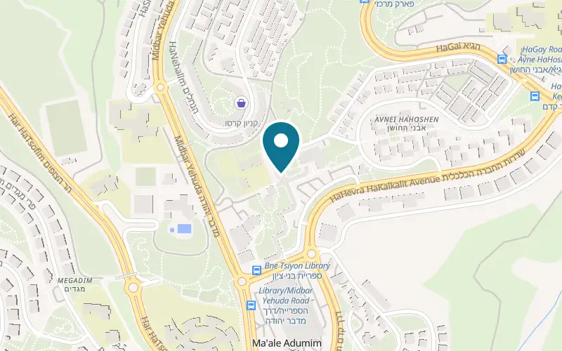 Map showing Burgers Bar Ma'ale Adumim at 8 Kikar HaYahalom, Ma'ale Adumim