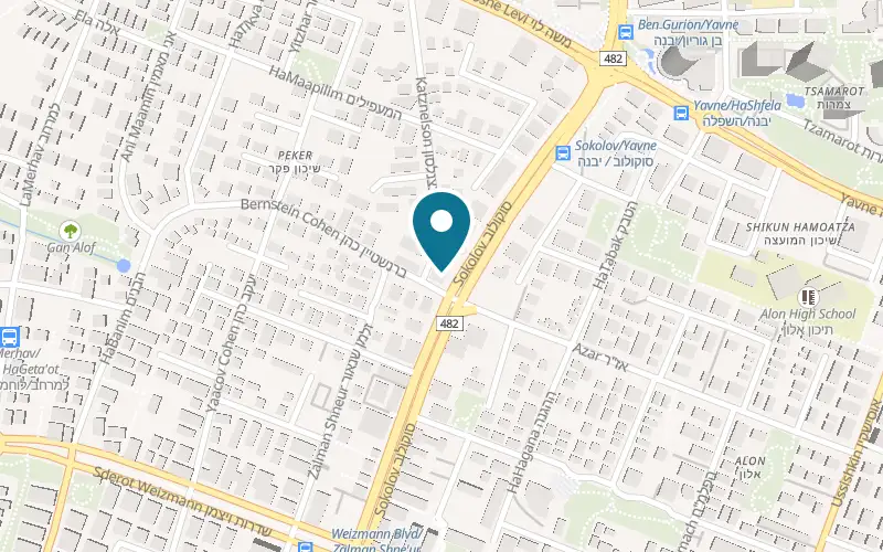 Map showing Cafe Alma Ramat HaSharon at 95 Sokolov Street, Ramat HaSharon