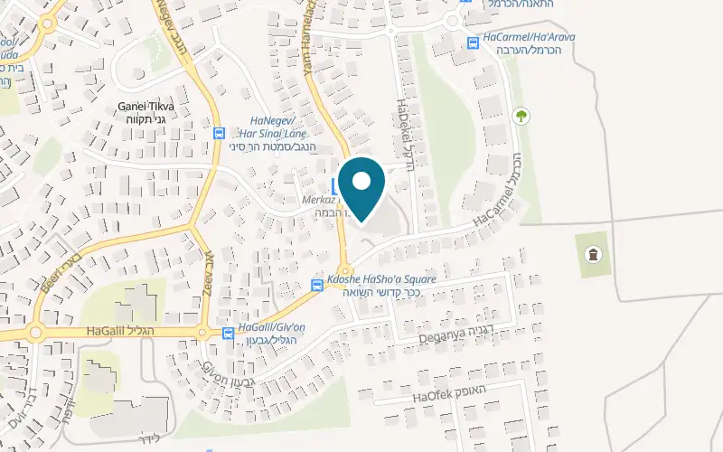 Map showing Cafe HaKerem at 20 HaCarmel Street, Ganei Tikva