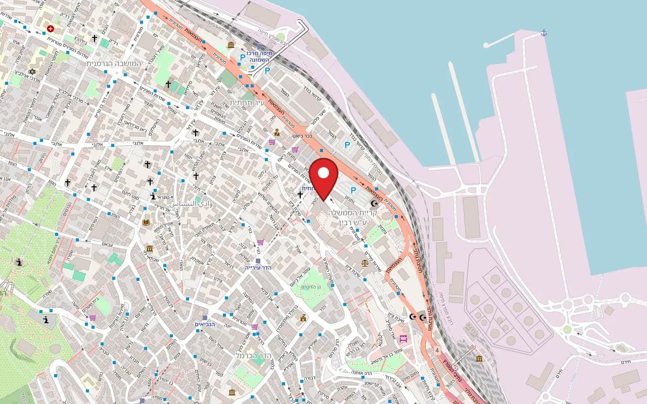Map showing Cafe Lumiere at 2 HaPalyam Boulevard, Haifa