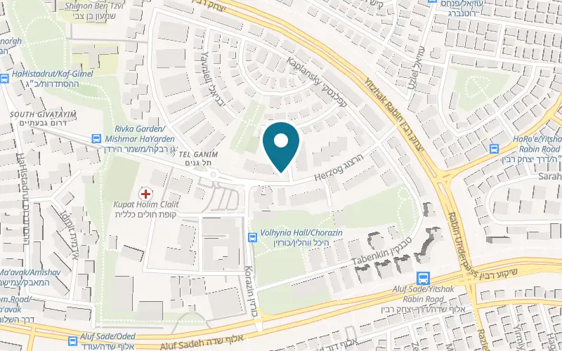 Map showing Cafe Uziela at 27 Herzog Street, Givatayim
