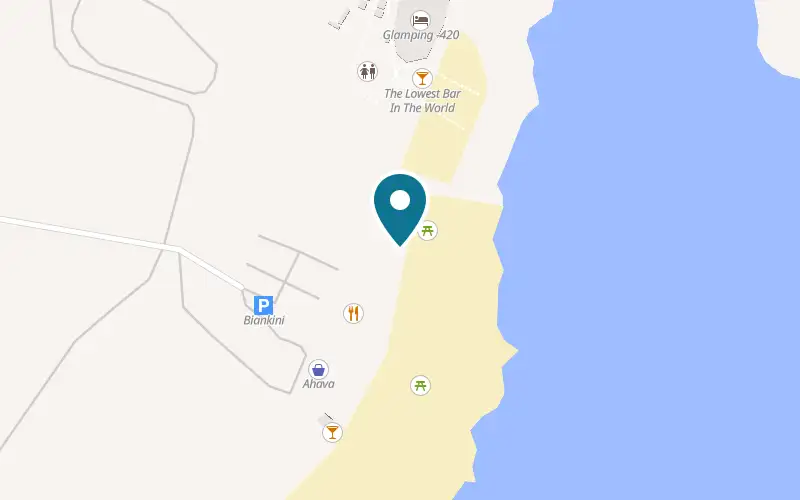 Map showing Camp Sahara at Beside Biankini Beach, northern Dead Sea, Kalya