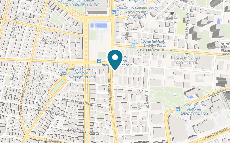 Map showing Cardinal Chocolaterie Ibn Gabirol at 60 Ibn Gabirol Street, Tel Aviv-Yafo