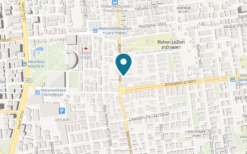 Map showing Cecil Designs at 21 Ahad HaAm Street, Rishon LeZion