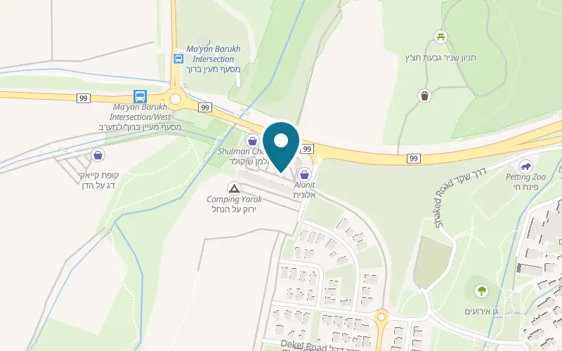 Map showing Cheese Pizza at Gan HaTzafon complex, Ma'ayan Baruch, HaGoshrim