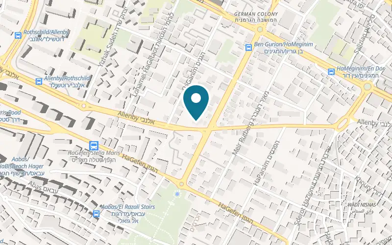 Map showing Colony Grill at 56 Allenby Road, German Colony, Haifa