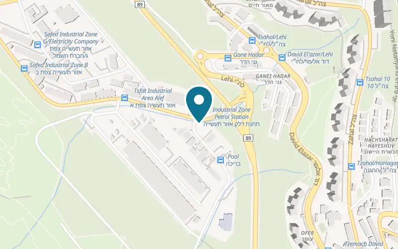 Map showing Dabush Deli at 1 Derekh HaShokolad Street, the industrial zone, Safed