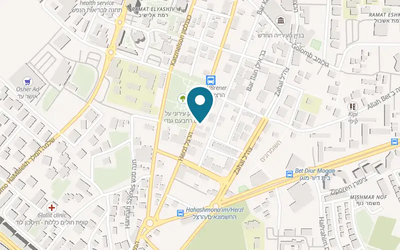 Map showing Deli Cream Lod at 23 Herzl Street, Lod