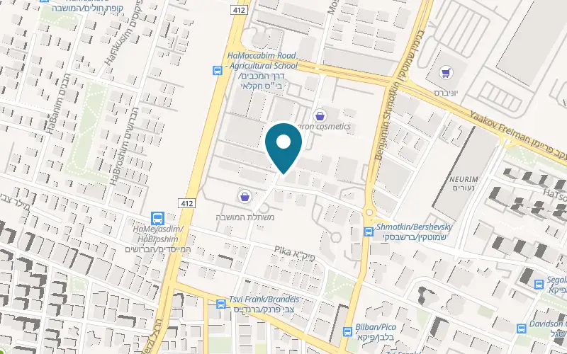 Map showing Emily Grill Bar at 12 Moshe Beker Street, Rishon LeZion
