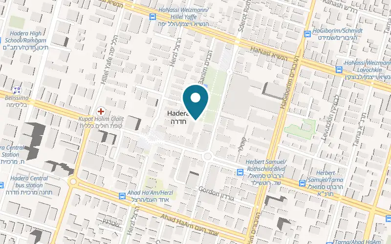 Map showing Eva Sport Studio at 6 Simtat Paltrin, Hadera