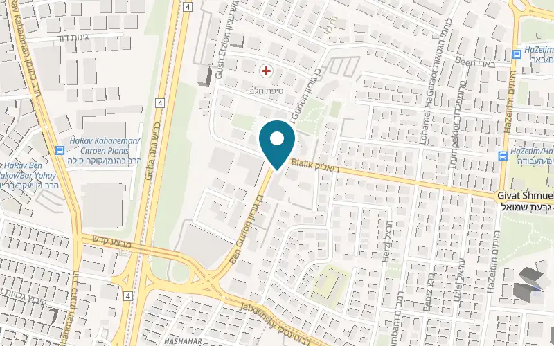 Map showing Falafel Chuma at 20 Ben Gurion Street, Giv'at Shmuel