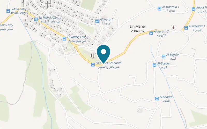 מפה: פיראס בורגר בהכביש הראשי, ליד המועצה המקומית, עין מאהל
