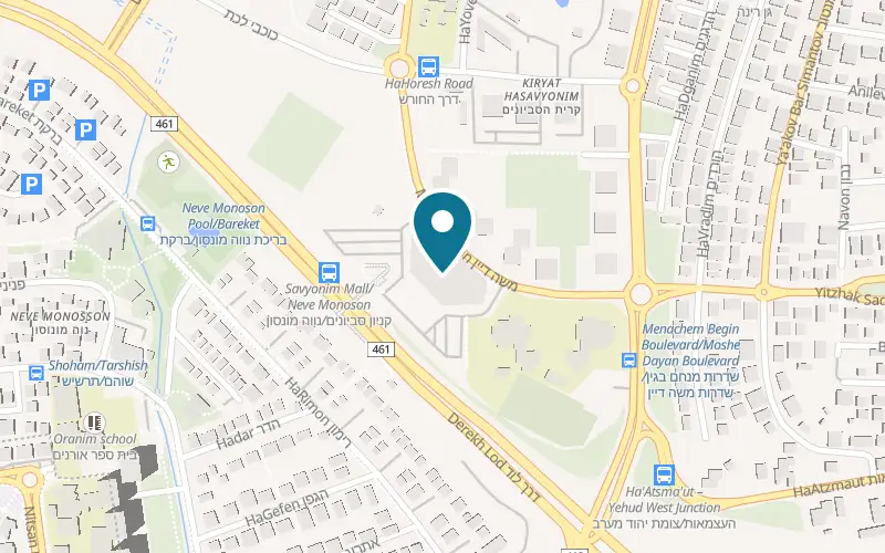 Map showing Gadget Team at 3 Moshe Dayan Boulevard, Savyonim Mall, Yehud