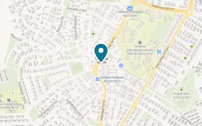 Map showing Galia's Couscous at 56 HaDekel Street, Tel Mond