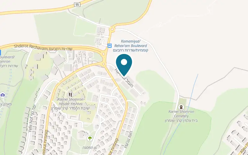 Map showing Gat Shomron Winery at 4 HaAmal Street, Karnei Shomron