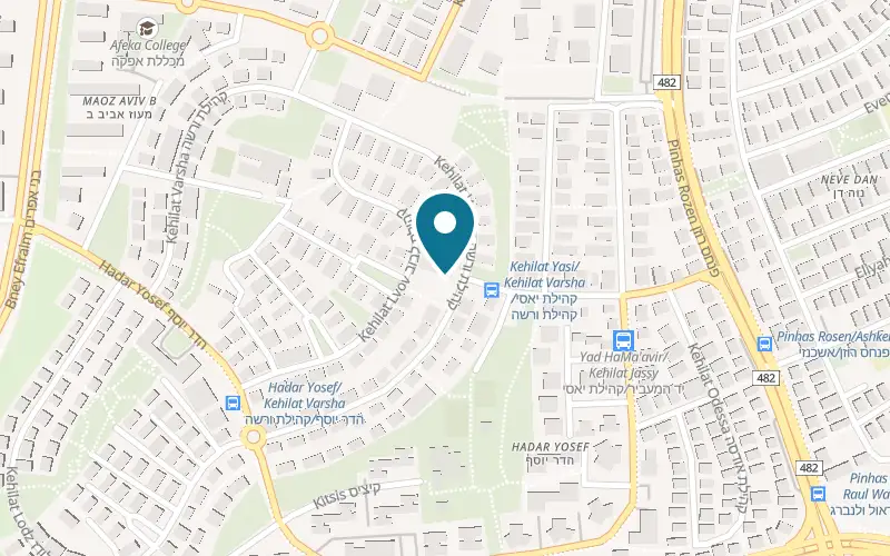 Map showing Giardino Bello at 54 Kehilat Varsha Street, Hadar Yosef, Tel Aviv-Yafo
