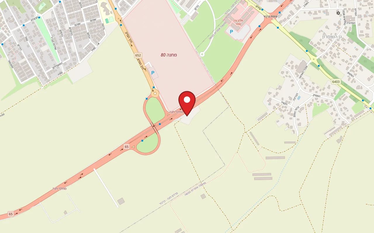 Map showing Grill 65 at Sonol fuel station, Mahane 80 Junction, Route 65, Pardes Hanna-Karkur