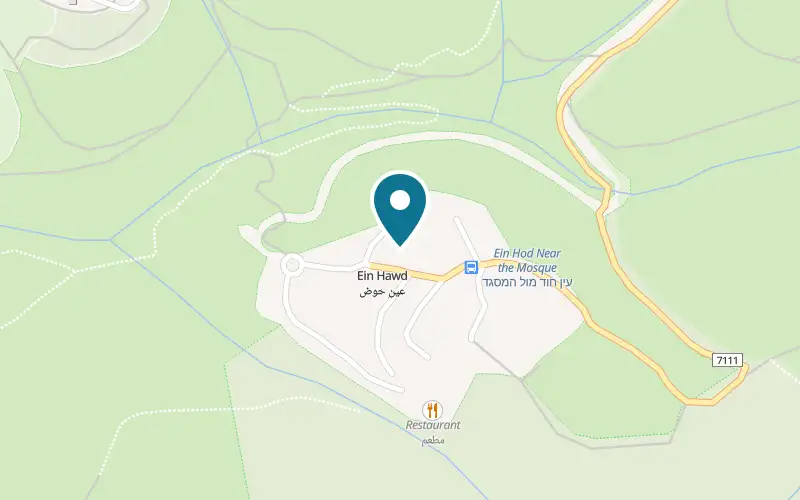 Map showing HaBayit BeEin Hawd at Ein Hawd, Ein Hawd
