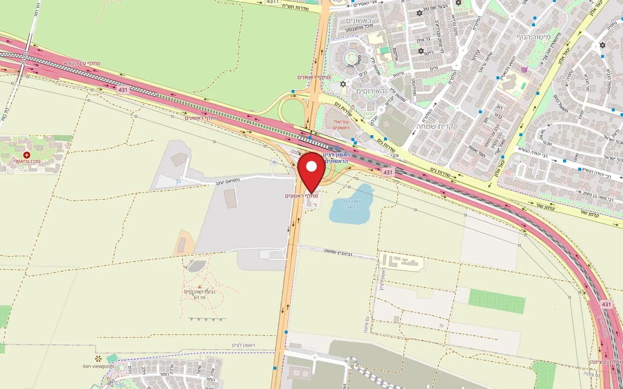 Map showing Hagarage at 151 Herzl Street, Sonol station, Rishonim junction, Rishon LeZion