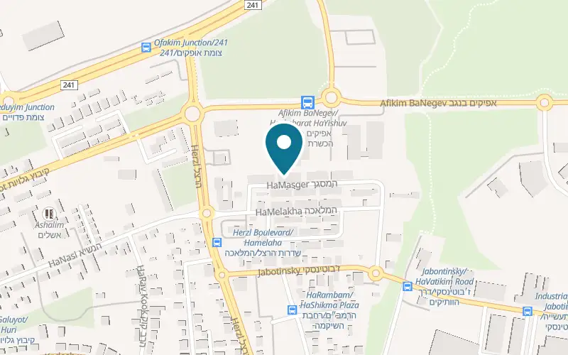 Map showing HaGefen Bakery at 55 HaMasger Street, Ofakim