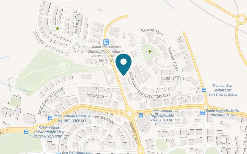 Map showing Hakfar Bakery at 8 Rabbi Shimon ben Shetach Street, Rimon Center, El'ad