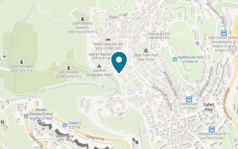 Map showing HaMeiri Dairy at The Old City, reached from Keren HaYesod Street, Safed