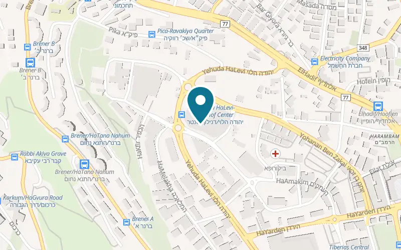 Map showing HaMexicani Tiberias at 1 Yehuda HaLevi Street, BIG Fashion mall, Tiberias