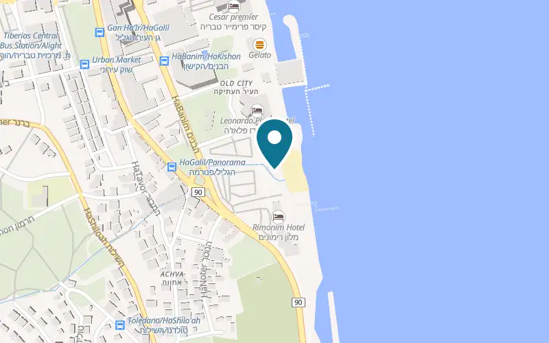 Map showing Hermitage at 15 Yigal Alon Promenade, Tiberias