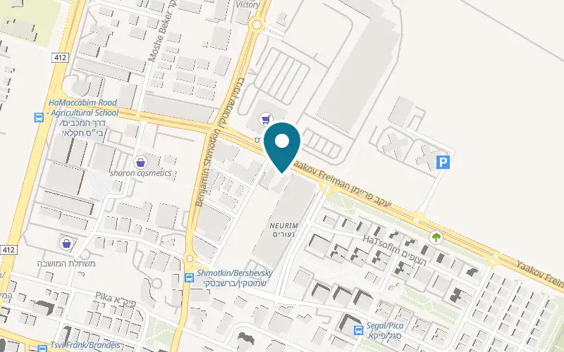 Map showing Herzl 2 East at 18 Yaakov Freiman Street, in the Mika filling station, Rishon LeZion