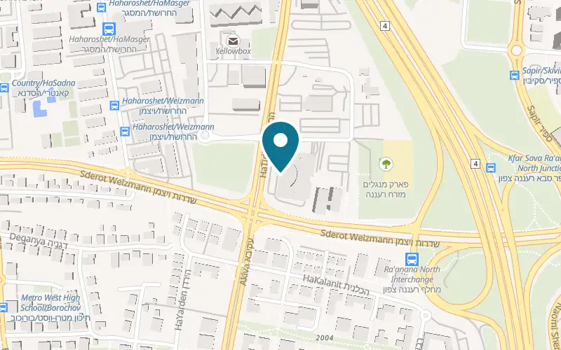 Map showing Holmes Place Ra'anana at Beit HaMillennium, HaTidhar Street, at Ra'anana North junction, Ra'anana