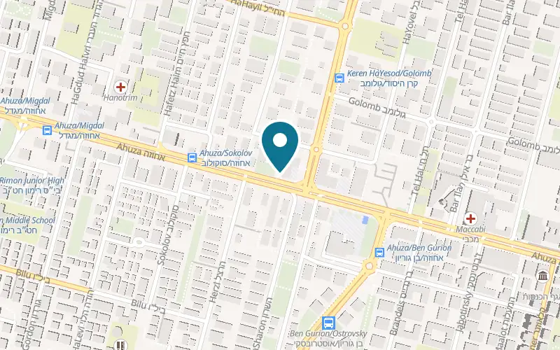 Map showing Holy Bagel at 158 Ahuza Street, Ra'anana