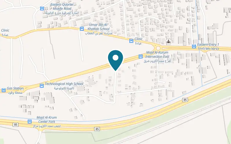 Map showing Hummus Beit HaKerem at Salah al-Din Street, Majd al-Krum