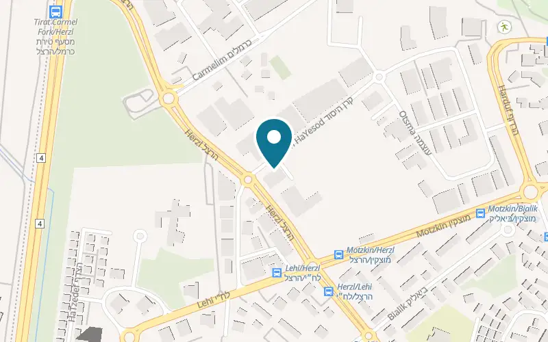 Map showing Hummus Eliyahu Tirat Carmel at 2 Keren HaYesod Street, Tirat Carmel