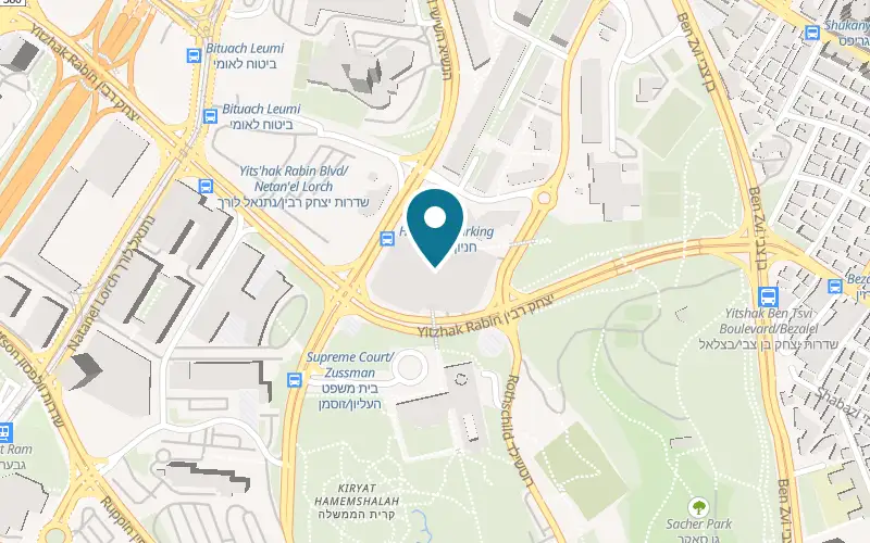 Map showing Icon Fitness Jerusalem at 10 Sderot Yitzhak Rabin, Cinema City Jerusalem, Jerusalem