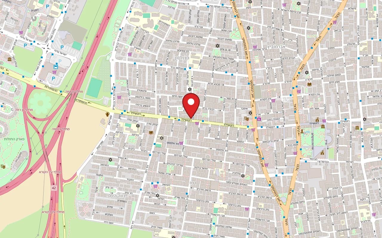 Map showing JAJA at 86 Rothschild Street, Rishon LeZion