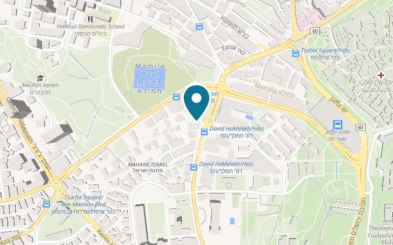 Map showing JLM Local Sushi at 10 King David Street, Jerusalem