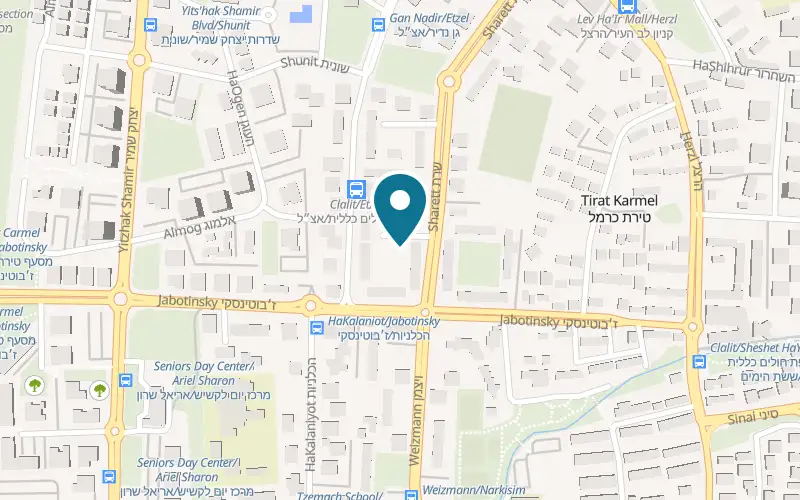 Map showing Jonas Coffee at 32 Moshe Sharet Street, Tirat Carmel