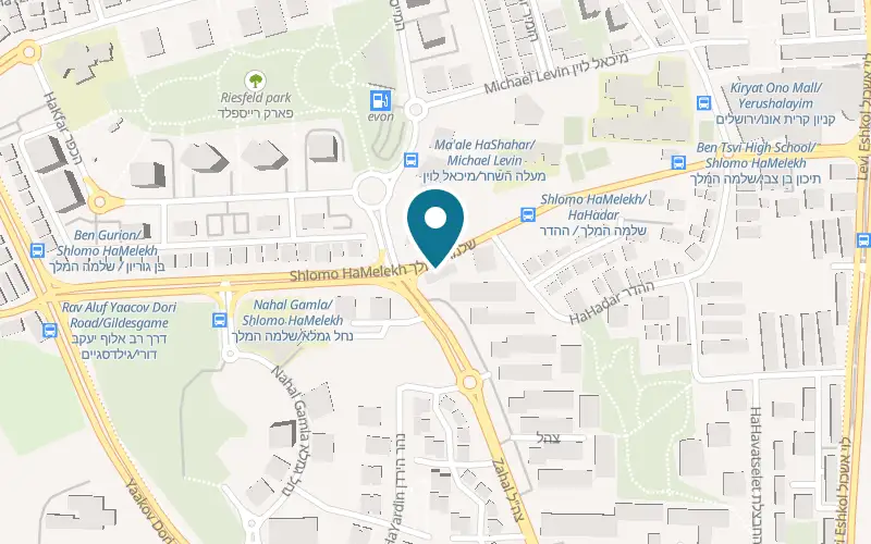 Map showing JONZ Pizza Bar at 2 Shlomo HaMelekh Street, Kiryat Ono