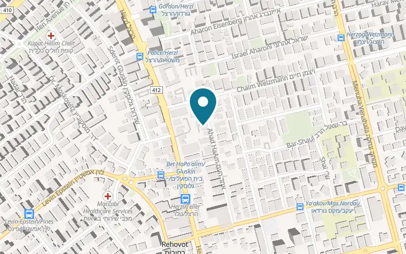 Map showing Kabesna at 25 Ahad HaAm Street, Rehovot