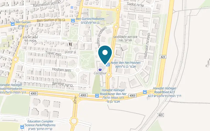 Map showing Katsefet Ness Ziona at 1 Avner Ben Ner Street, Ness Ziona