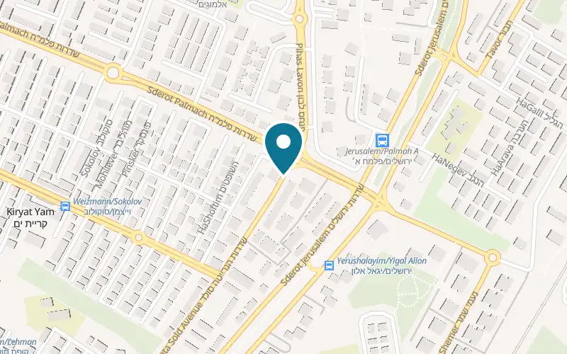 Map showing Kebab HaKirya at 12 HaHistadrut Street, Kiryat Yam